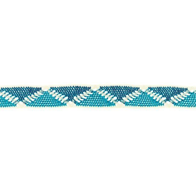Bavlněná tkaná stuha s cik-cak vzorem v modré barvě 33203