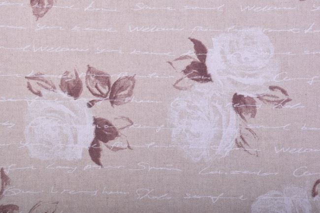 Dekorační látka v béžové barvě s potiskem růží 1612/016