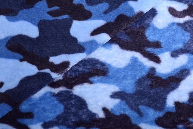 Flanel fleece s modrým maskáčovým vzorem 129.371.0805