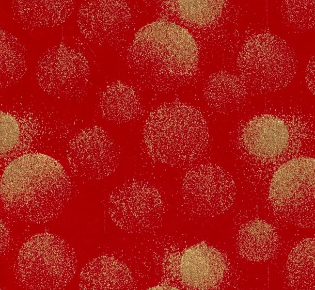 Vánoční látka z bavlny v červené barvě s potiskem 18738/015