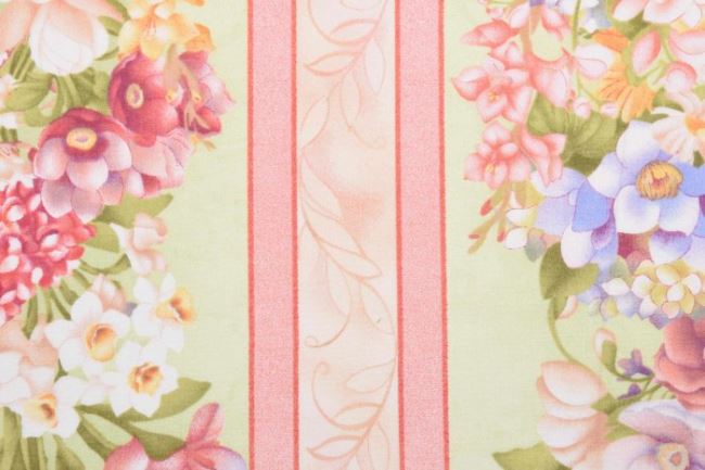 Americká bavlna na patchwork s pruhů s květy 199PYOPM/127