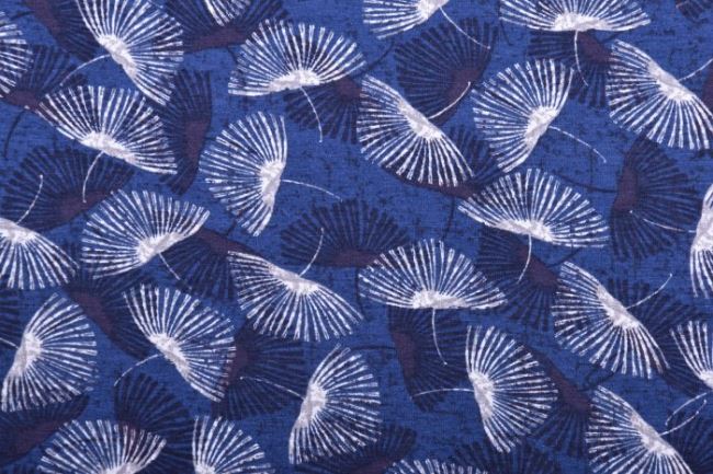 Viskozový úplet v modré barvě s odkvetlými květy pampelišek 10308/008