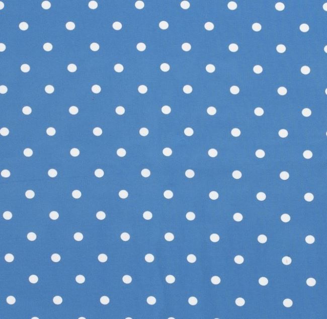 Bavlněný úplet v modré barvě s potiskem puntíků 11810/004