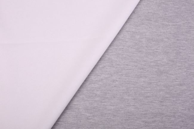 Oboustranná kostymová látka v kombinaci bílé barvy a světle šedého melíru 12535/020