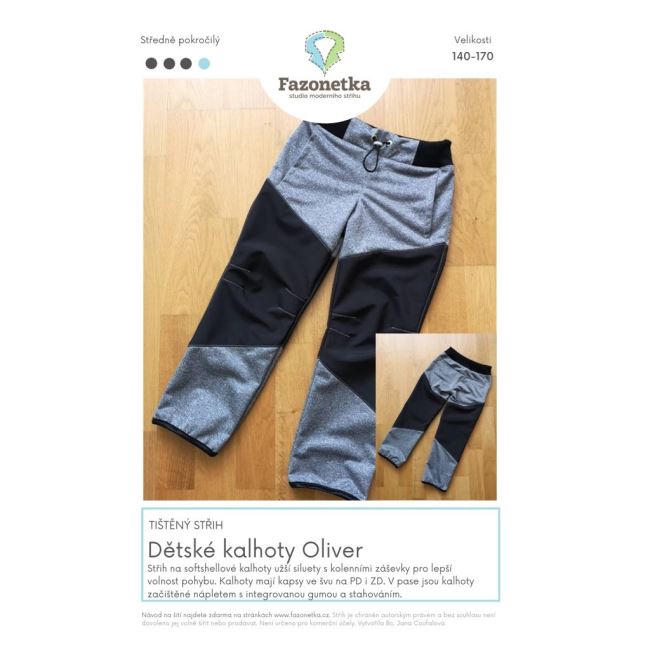Tištěný střih Fazonetka na dětské kalhoty Oliver vel. 140-170 FA071