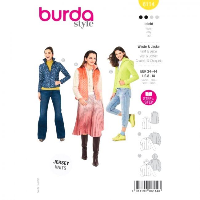 Střih na dámskou bundu a vestu vel. 34-44 6114