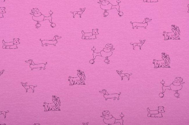 Bavlněný úplet s Oeko-Tex ve starorůžové barvě s potiskem psů 132.078/3002
