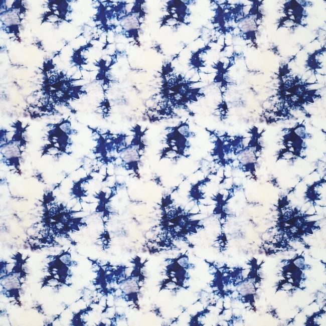 Kanvas potahová látka s digitálním potiskem modré batiky 20972/014