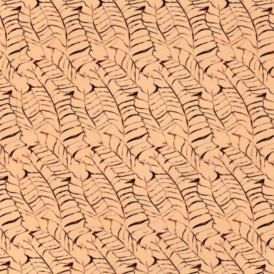 Viskózový popelín v lososové barvě s potiskem listů 23140/037