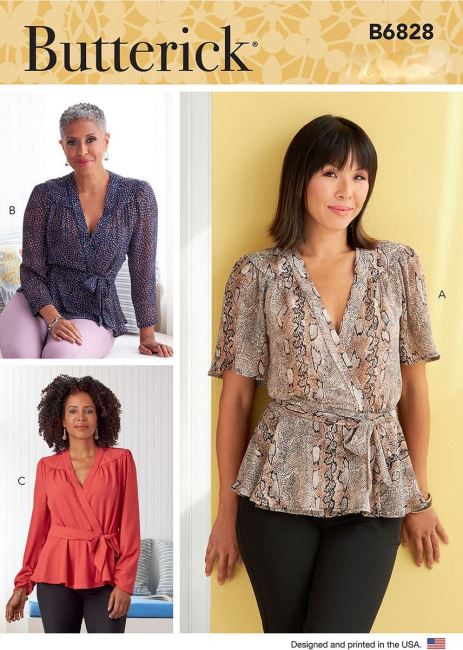 Střih Butterick na dámskou halenku ve velikosti 42-50 B6828-F5