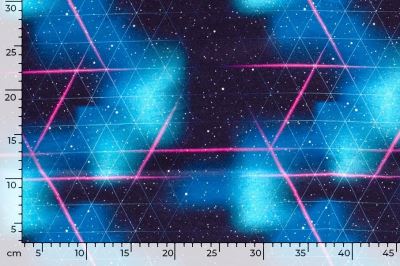 Počesaná teplákovina s digitálním potiskem geometrických tvarů a hvězdného nebe 20531/008 (3)