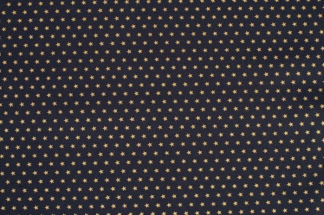 Vánoční látka z bavlny v tmavě modré barvě se zlatou hvězdičkou 05179/008