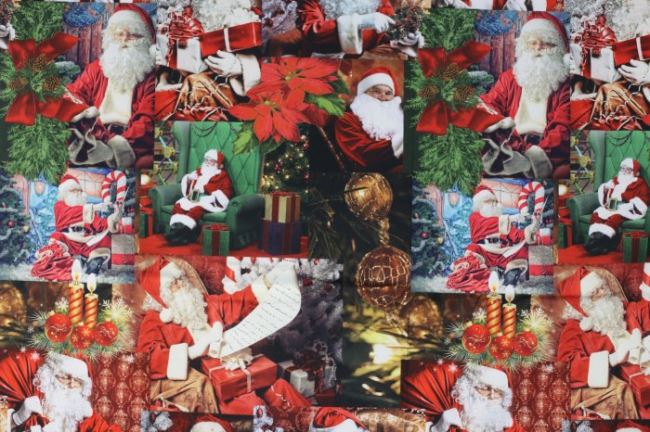 Dekorační látka s vánočním motivem Santa Claus 1084/015