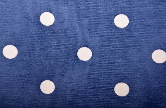 Bavlněný úplet v modré barvě s potiskem puntíků 11810/006